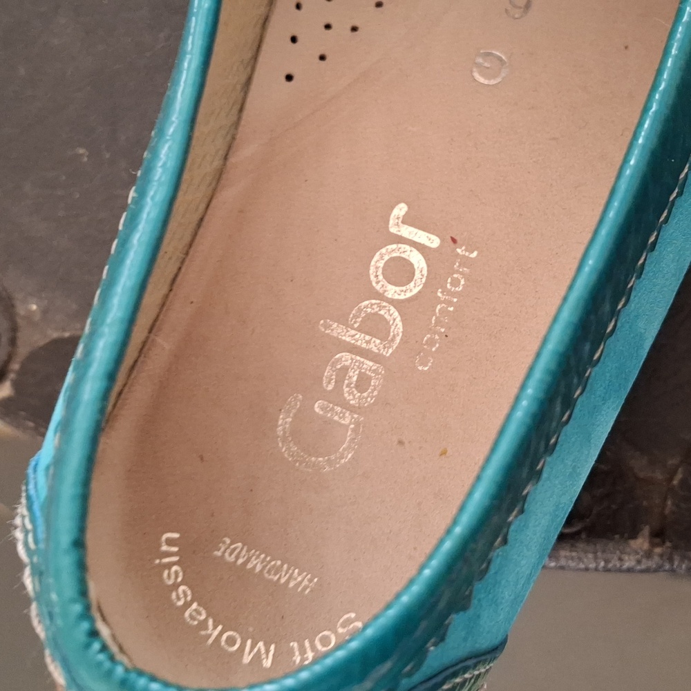 Gabor Teal Perforated Suede Loafers. Pre-owned. Lightly worn - Picture 2 of 5